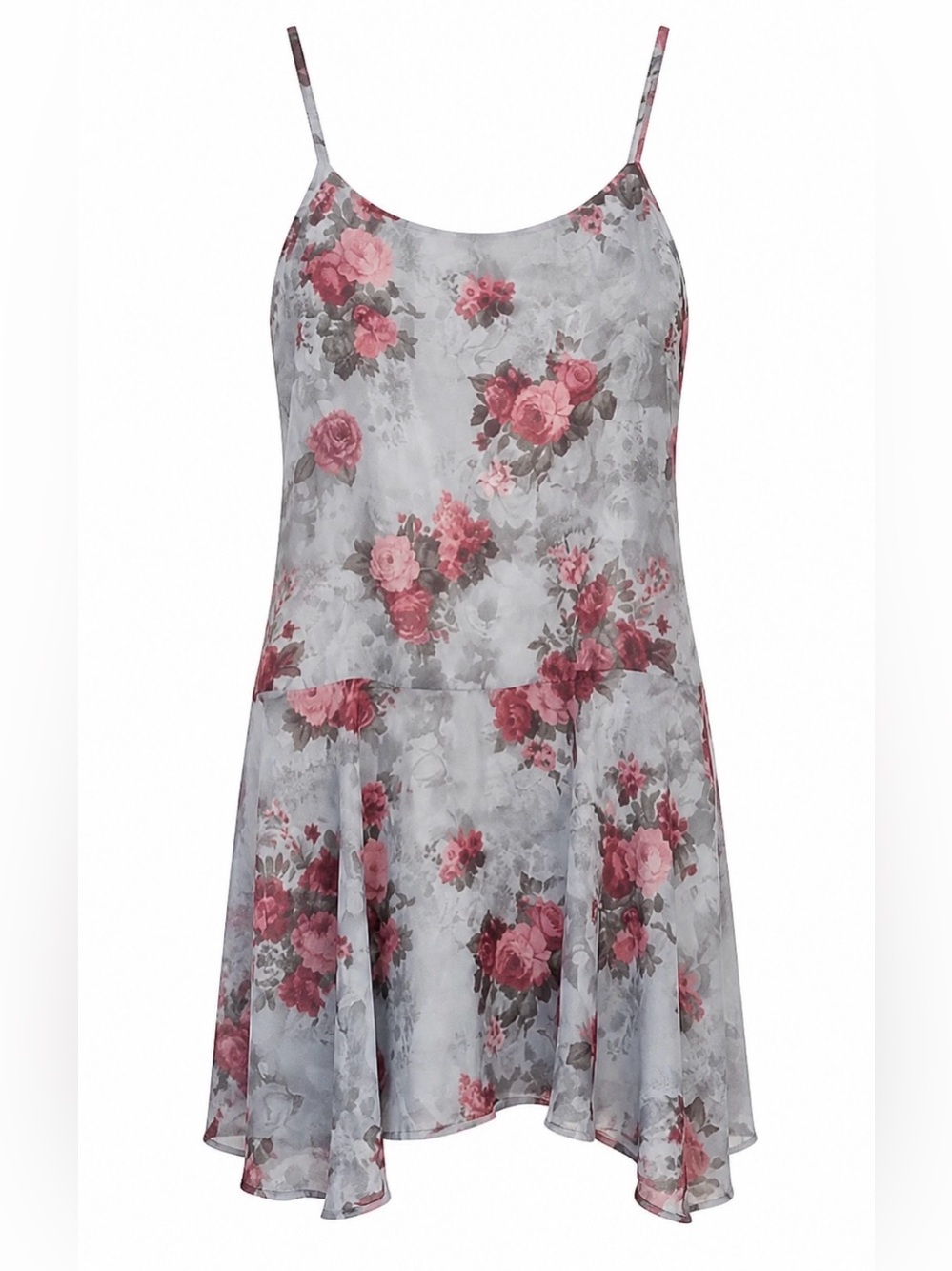 NWT Madden Girl Floral Slip Dress Pink Roses on Dusty Gray Gothic Fairy. XL
